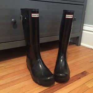 Tall Glossy Black Hunter Boots